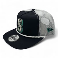 Seattle Mariners Navy and White Mesh New Era White Rope Golfer Snapback hat