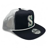 Seattle Mariners Navy and White Mesh New Era White Rope Golfer Snapback hat