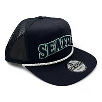 Seattle Mariners Navy and Navy Mesh New Era Rope Golfer Snapback hat