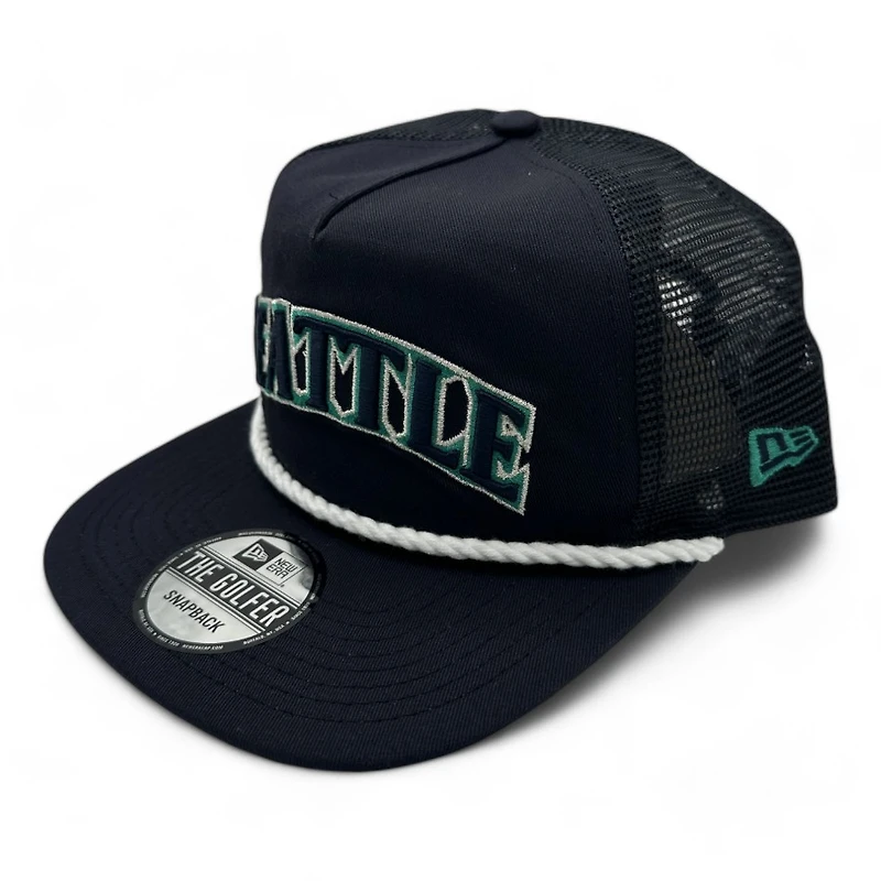 Seattle Mariners Navy and Navy Mesh New Era Rope Golfer Snapback hat