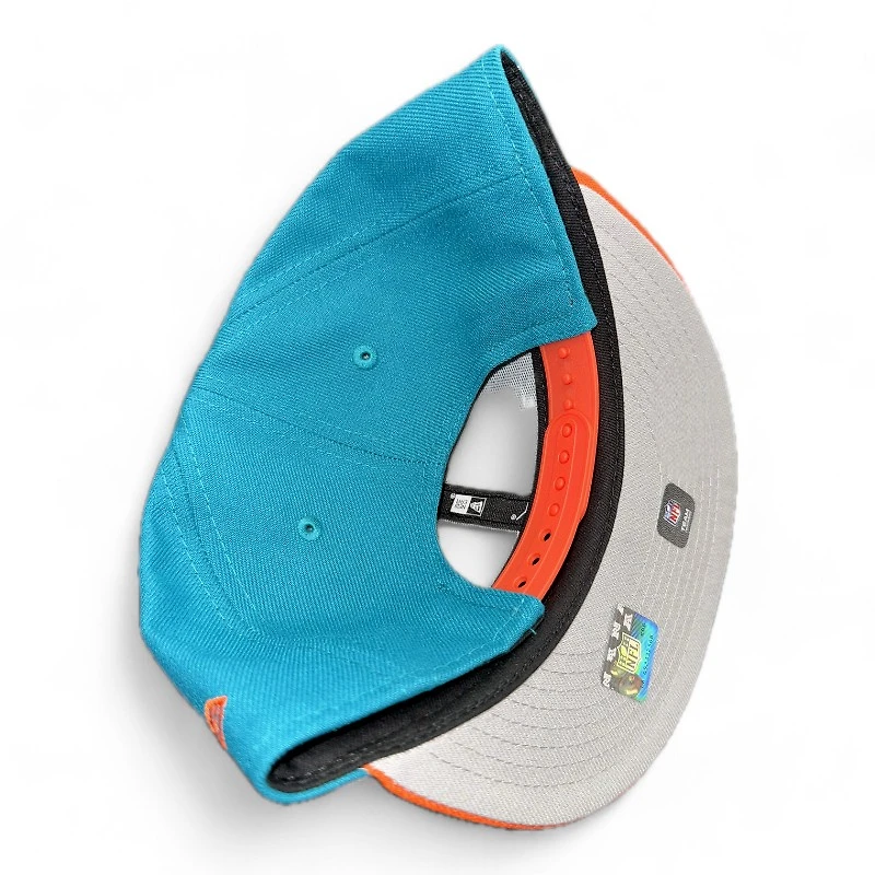 Youth Miami Dolphins Aqua and Orange Historic New Era 9FIFTY Snapback Hat
