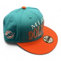 Youth Miami Dolphins Aqua and Orange Block Letters New Era 9FIFTY Snapback Hat