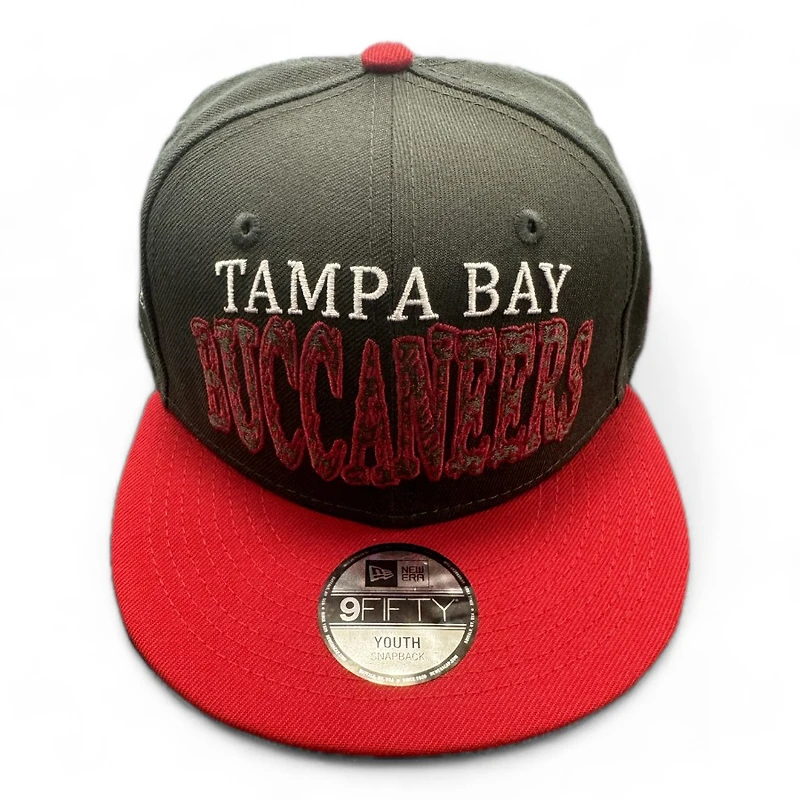 Youth Tampa Bay Buccaneers Black and Red Block Letters New Era 9FIFTY Snapback Hat