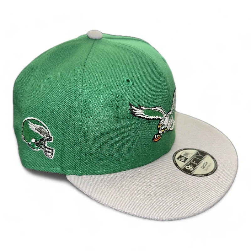 Youth Philadelphia Eagles Green and Gray Basic New Era 9FIFTY Snapback Hat