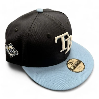 Youth Tampa Bay Rays Black and Sky Blue Basic New Era 9FIFTY Snapback Hat