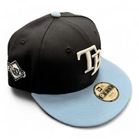 Youth Tampa Bay Rays Black and Sky Blue Basic New Era 9FIFTY Snapback Hat