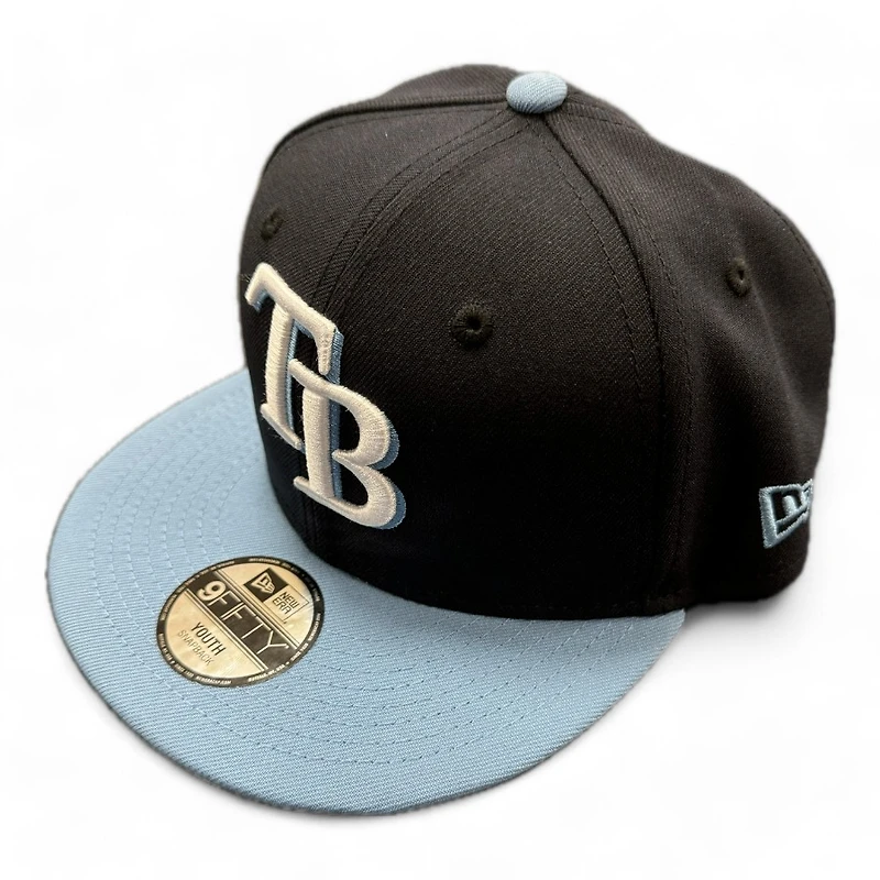 Youth Tampa Bay Rays Black and Sky Blue Basic New Era 9FIFTY Snapback Hat