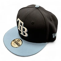 Youth Tampa Bay Rays Black and Sky Blue Basic New Era 9FIFTY Snapback Hat