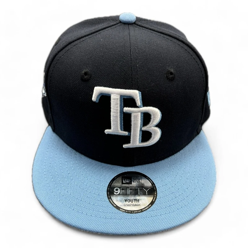 Youth Tampa Bay Rays Black and Sky Blue Basic New Era 9FIFTY Snapback Hat