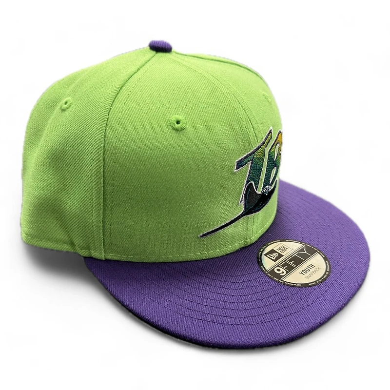 Youth Tampa Bay Rays Neon Green and Purple Basic New Era 9FIFTY Snapback Hat