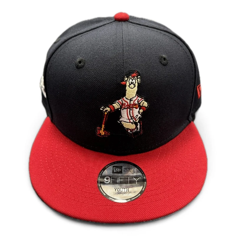Youth Atlanta Braves Navy and Red Mascot New Era 9FIFTY Snapback Hat