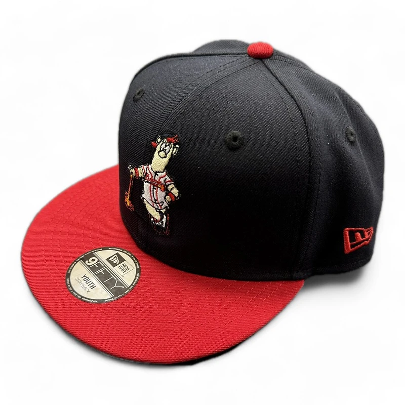 Youth Atlanta Braves Navy and Red Mascot New Era 9FIFTY Snapback Hat