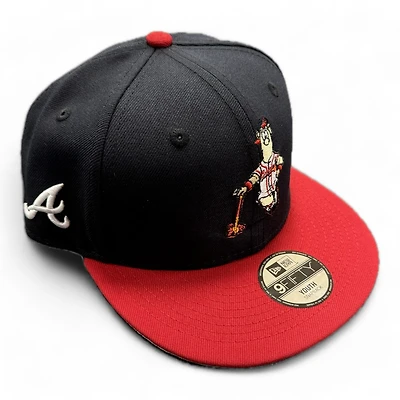 Youth Atlanta Braves Navy and Red Mascot New Era 9FIFTY Snapback Hat