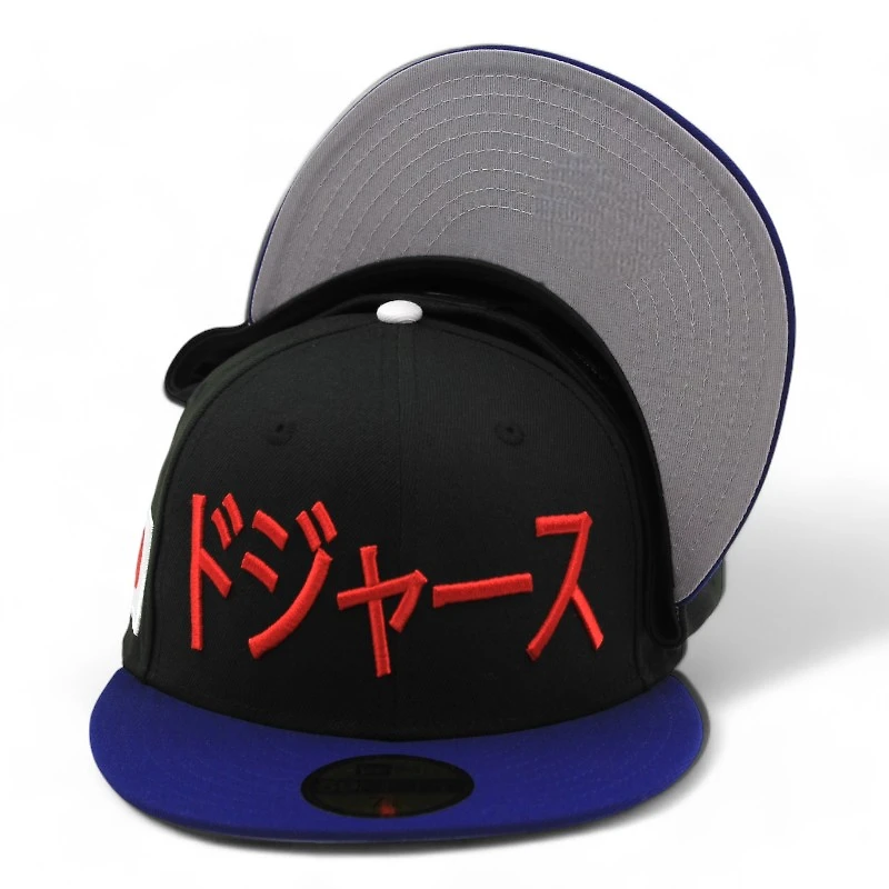 Los Angeles Dodgers Black and Royal Blue "50/50" Japan Flag Patch Gray UV New Era 59FIFTY Fitted Hat