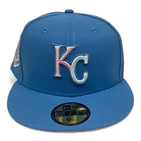Kansas City Royals Blue and Pink 40th Anni Patch Light UV New Era 59FIFTY Fitted Hat