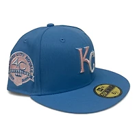 Kansas City Royals Blue and Pink 40th Anni Patch Light UV New Era 59FIFTY Fitted Hat