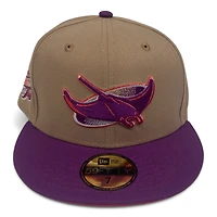 Tampa Bay Rays Brown and Purple 1998 Inaugural Season Patch Infrared Red UV New Era 59FIFTY Fitted Hat