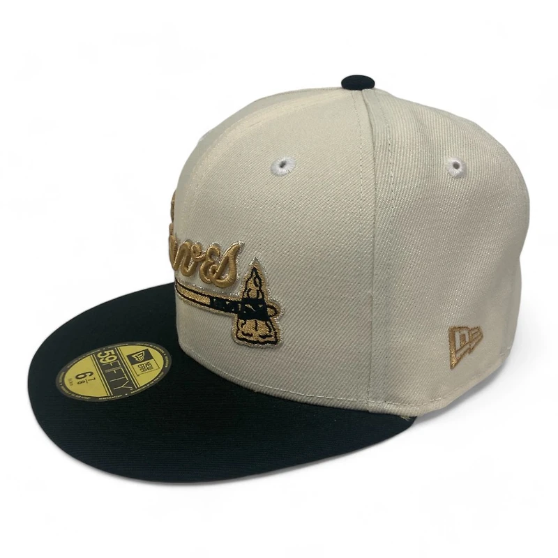 Atlanta Braves Chrome and Black 30th Anniversary Patch Gold UV New Era 59FIFTY Fitted Hat