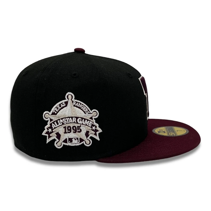 Texas Rangers Black and Maroon 1995 ASG Patch Gray UV New Era 59FIFTY Fitted Hat