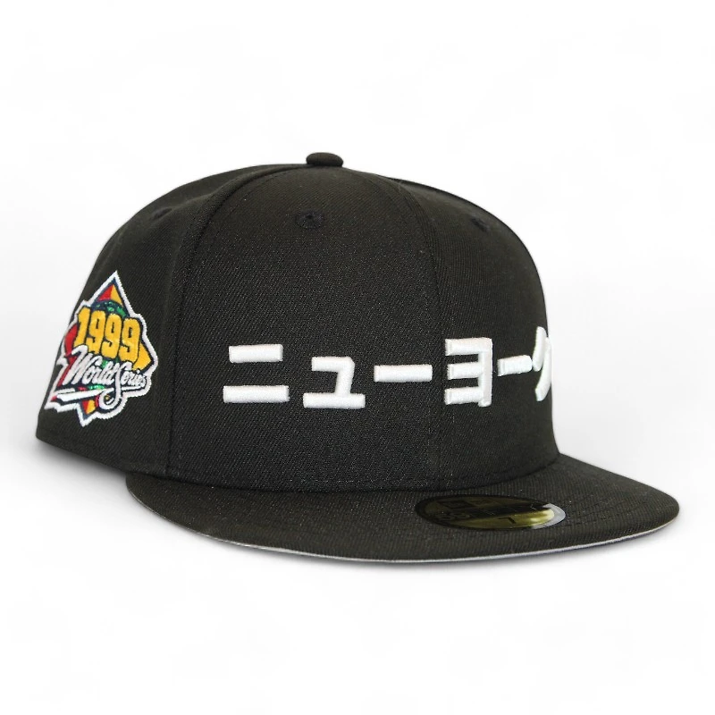 New York Yankees Black "DPM Fitted Hat Pack" Japanese Logo 1999 World Series Side Patch Gray UV Era 59Fifty