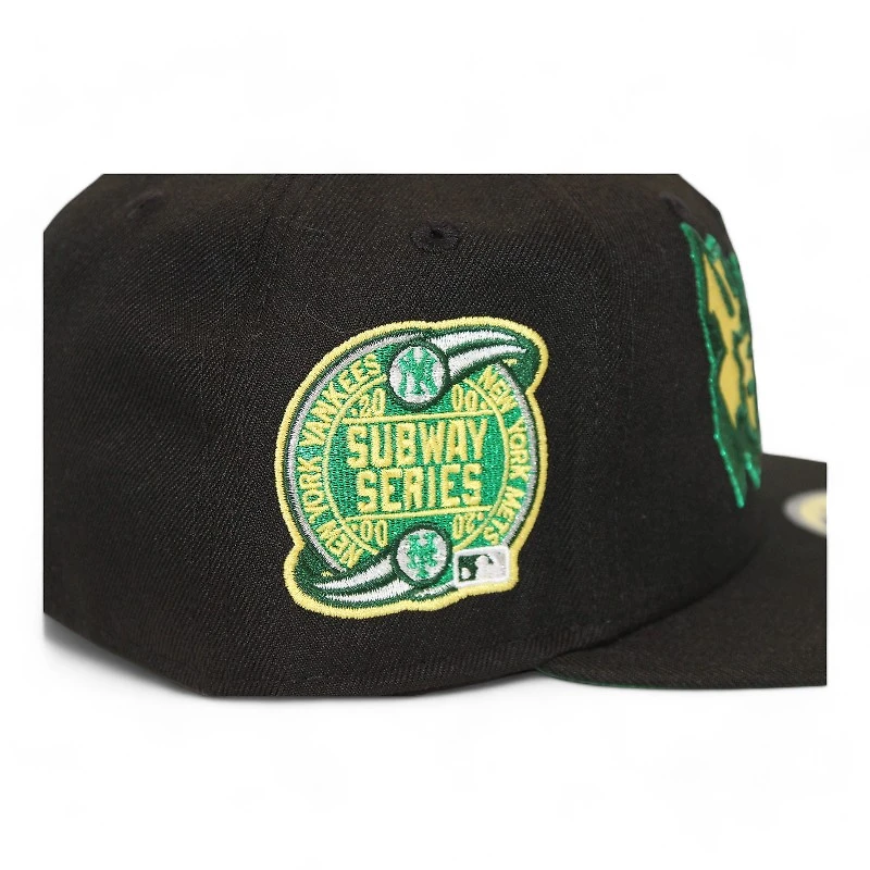 New York Yankees Black Grafitti Wordmark Logo Subway Series Side Patch Green UV Era 59Fifty Fitted Hat