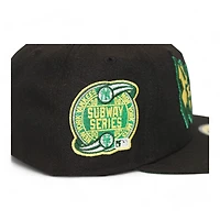 New York Yankees Black Grafitti Wordmark Logo Subway Series Side Patch Green UV Era 59Fifty Fitted Hat