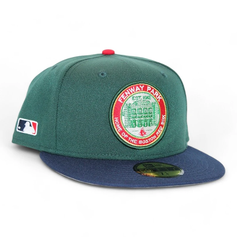 Boston Red Sox Green and Navy "Riot Pack" Side Batty Gray UV New Era 59Fifty Fitted Hat