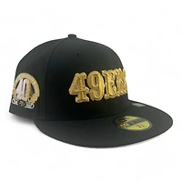 San Francisco 49ers Black Cookies and Cream Pack 40th Anni Patch Pink UV New Era 59FIFTY Fitted Hat