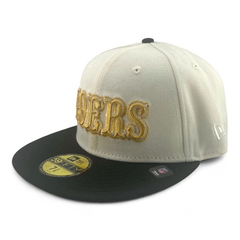 San Francisco 49ers Chrome and Black Cream Cookies Pack 60 Seasons Patch Pink UV New Era 59FIFTY Fitted Hat