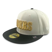 San Francisco 49ers Chrome and Black Cream Cookies Pack 60 Seasons Patch Pink UV New Era 59FIFTY Fitted Hat
