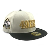San Francisco 49ers Chrome and Black Cream Cookies Pack 60 Seasons Patch Pink UV New Era 59FIFTY Fitted Hat