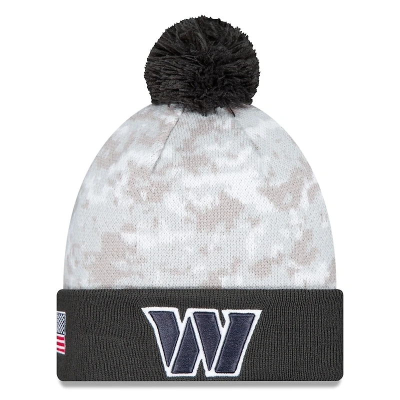 Washington Commanders 2024 White Digital Camo NFL Salute to Service New Era Knit Beanie Hat