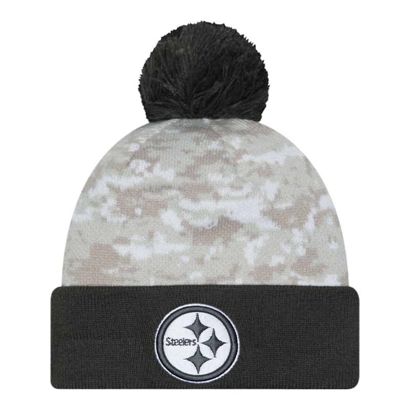 Pittsburgh Steelers 2024 White Digital Camo NFL Salute to Service New Era Knit Beanie Hat