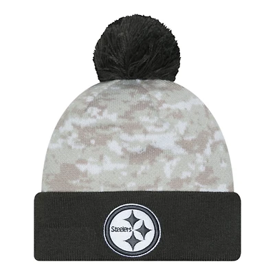 Pittsburgh Steelers 2024 White Digital Camo NFL Salute to Service New Era Knit Beanie Hat