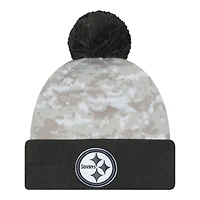 Pittsburgh Steelers 2024 White Digital Camo NFL Salute to Service New Era Knit Beanie Hat