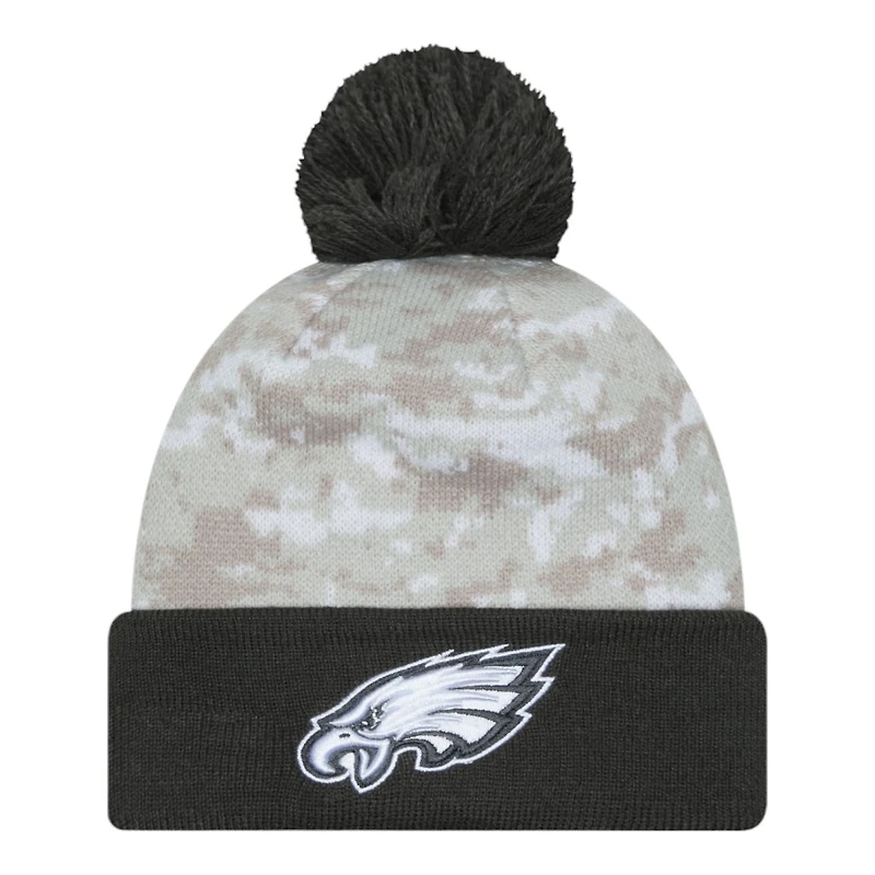 Philadelphia Eagles 2024 White Digital Camo NFL Salute to Service New Era Knit Beanie Hat