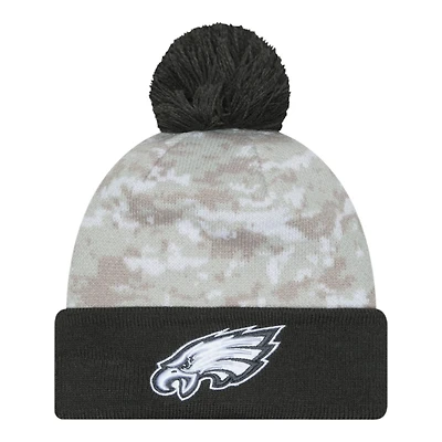 Philadelphia Eagles 2024 White Digital Camo NFL Salute to Service New Era Knit Beanie Hat