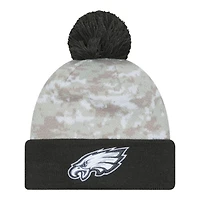 Philadelphia Eagles 2024 White Digital Camo NFL Salute to Service New Era Knit Beanie Hat