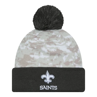 New Orleans Saints 2024 White Digital Camo NFL Salute to Service New Era Knit Beanie Hat