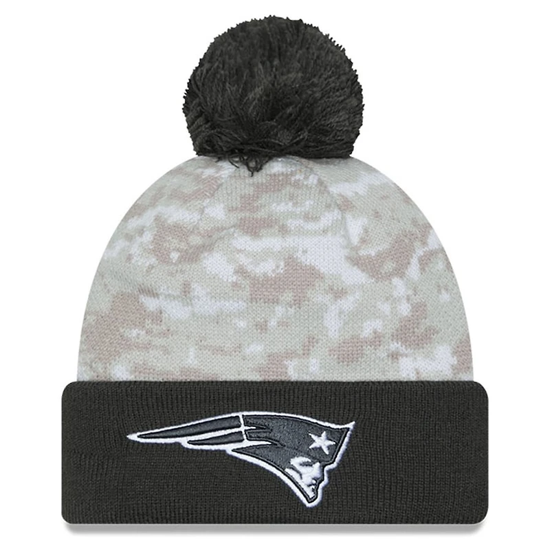 New England Patriots 2024 White Digital Camo NFL Salute to Service New Era Knit Beanie Hat