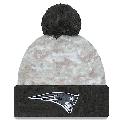 New England Patriots 2024 White Digital Camo NFL Salute to Service New Era Knit Beanie Hat