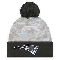 New England Patriots 2024 White Digital Camo NFL Salute to Service New Era Knit Beanie Hat