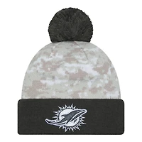 Miami Dolphins 2024 White Digital Camo NFL Salute to Service New Era Knit Beanie Hat