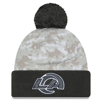 Los Angeles Rams 2024 White Digital Camo NFL Salute to Service New Era Knit Beanie Hat