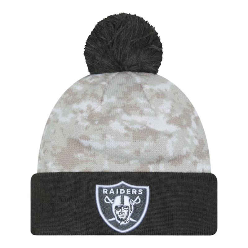 Las Vegas Raiders 2024 White Digital Camo NFL Salute to Service New Era Knit Beanie Hat