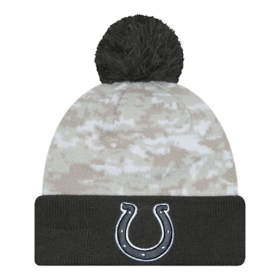 Indianapolis Colts 2024 White Digital Camo NFL Salute to Service New Era Knit Beanie Hat
