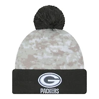 Green Bay Packers 2024 White Digital Camo NFL Salute to Service New Era Knit Beanie Hat