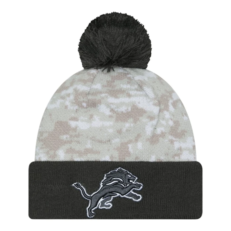 Detroit Lions 2024 White Digital Camo NFL Salute to Service New Era Knit Beanie Hat