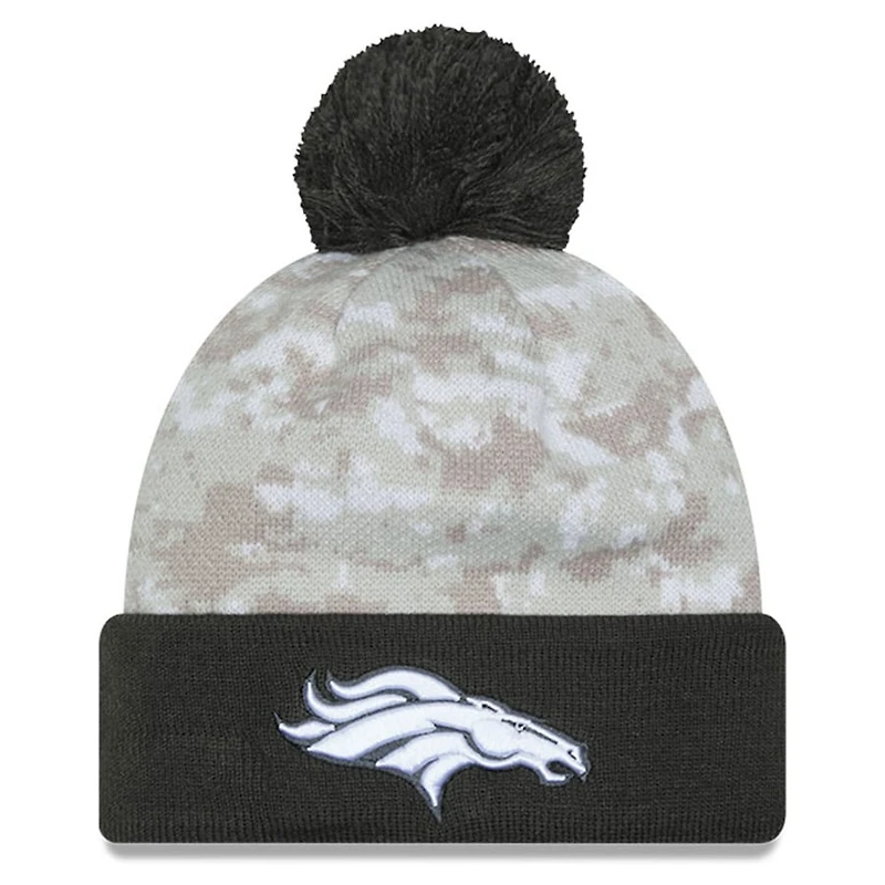 Denver Broncos 2024 White Digital Camo NFL Salute to Service New Era Knit Beanie Hat