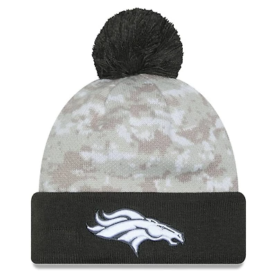 Denver Broncos 2024 White Digital Camo NFL Salute to Service New Era Knit Beanie Hat
